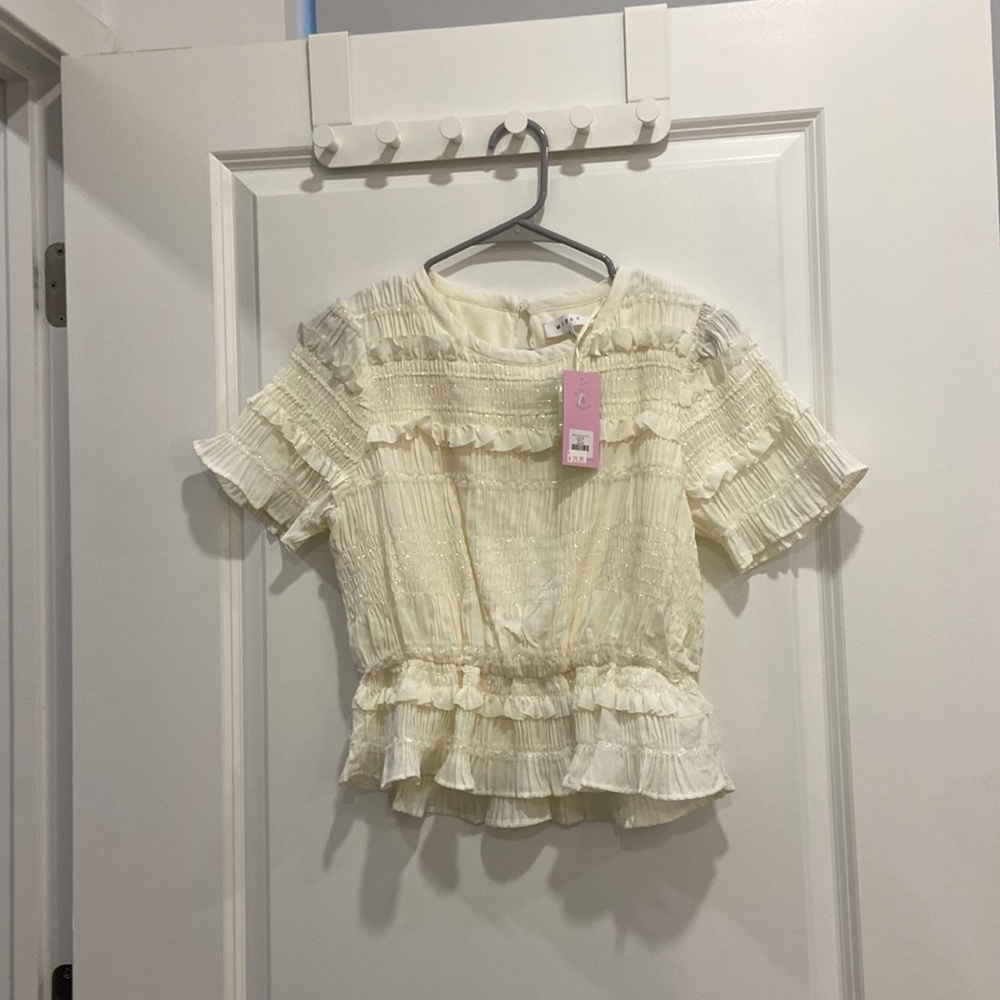 Mable Small Cream Sparkle Peplum Top